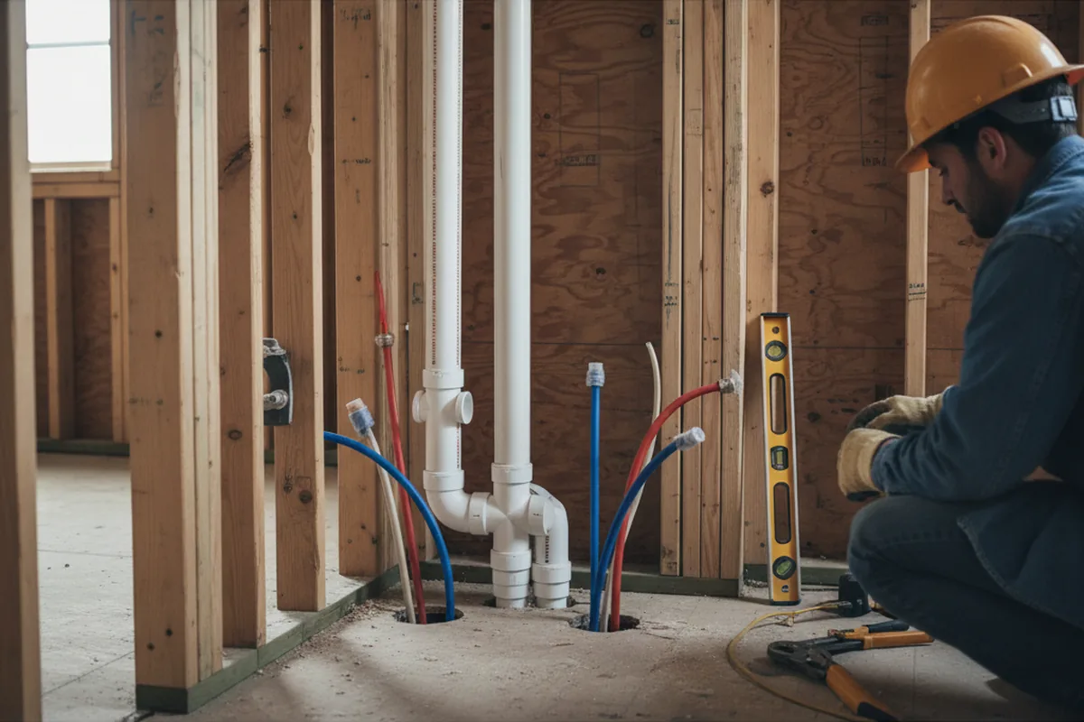 Drain and supply rough-in during Garbage Disposal Repair in Indian Wells