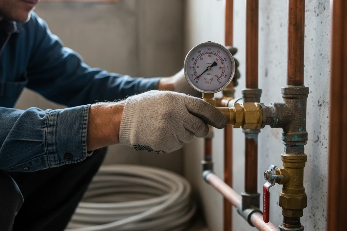 Pressure testing a repaired line during Water Line Repair in Indian Wells
